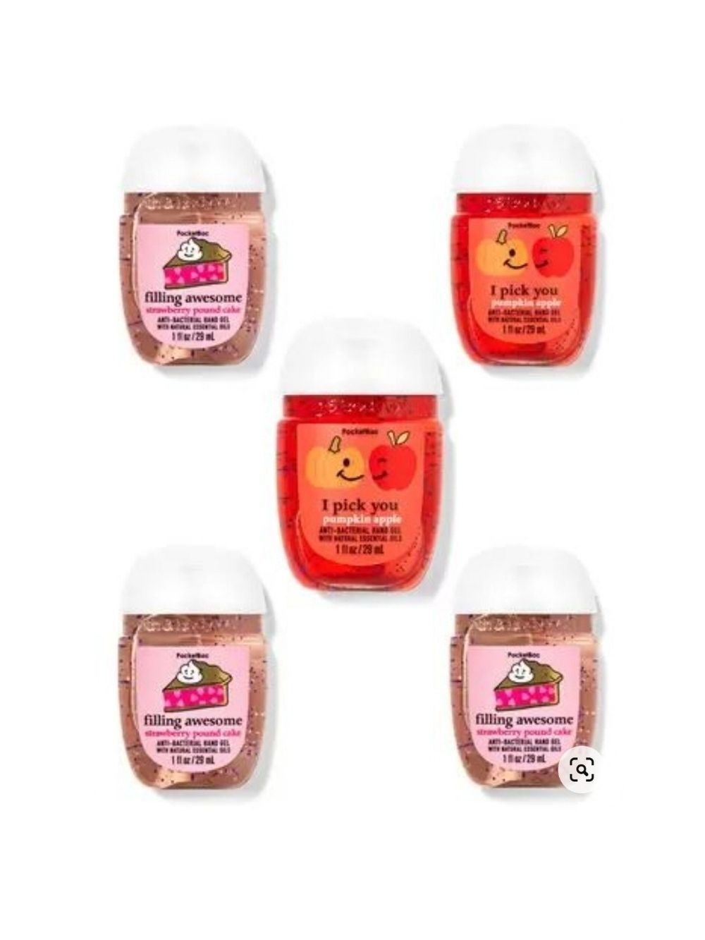 Bath & Body Works Strawberry Pound Cake & Pumpkin Apple Hand Sanitizers 5 Pack
